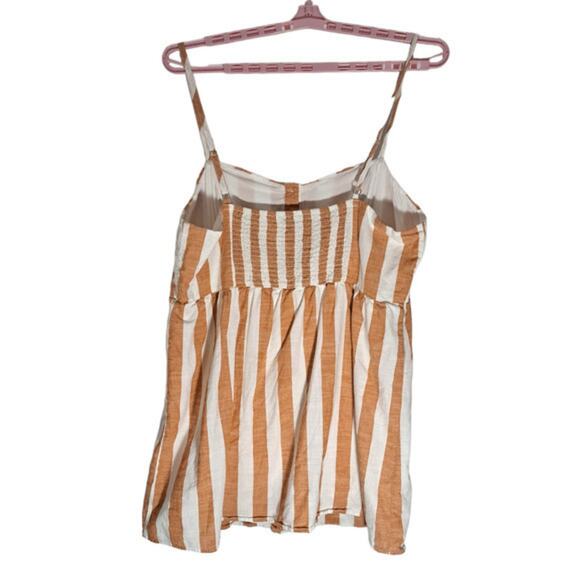 Forever 21 Womens Spaghetti Strap Casual Mini Striped Dress Brown White Sz 3X - Picture 2 of 3
